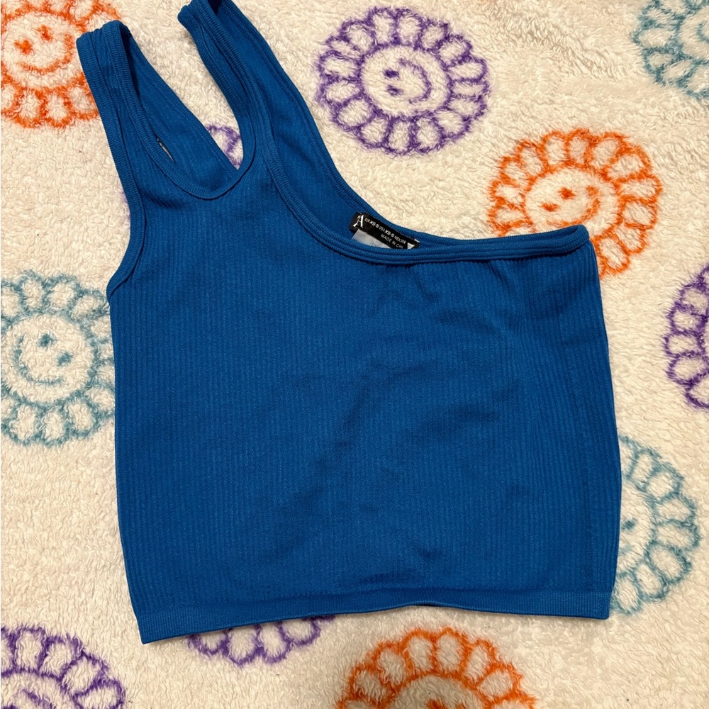 Blue Ribbed Tank Top